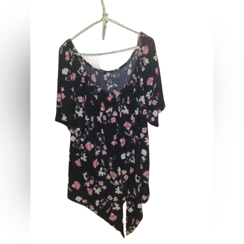 Lily Morgan Black Floral Blouse Size 3X